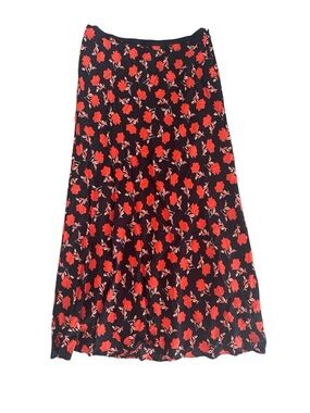 Ann Taylor Women’s Skirt Size 10 Black Orange Floral A-Line Lined Maxi Skirt NWT
